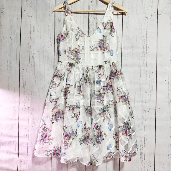 Anthropologie Dresses & Skirts - Anthropologie Maeve Peony Garden Dress Size 4 - Floral Summer Dress Mesh Overlay